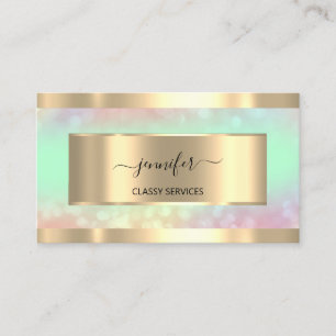 Guld Holograph Nail Salon Mint Hairdresser OMBRÉ Visitkort
