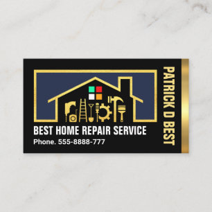 Guld Home Construction Verktyg Ram Visitkort