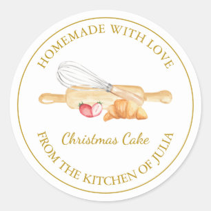 Guld Homemade Baking Small Business Label Vit Runt Klistermärke
