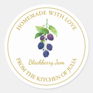 Guld Homemade Blackberry Sylt etikett   Vit
