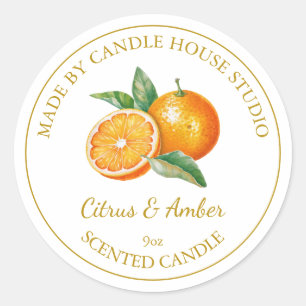 Guld Homemade Citrus Candle-etikett Vit Runt Klistermärke