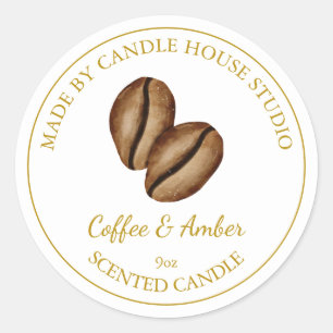Guld Homemade Coffee Candle etikett Vit