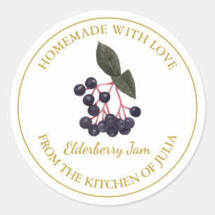 Guld Homemade Elderberry Sylt etikett Vit