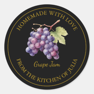 Guld Homemade Grape Sylt etikett   Svart