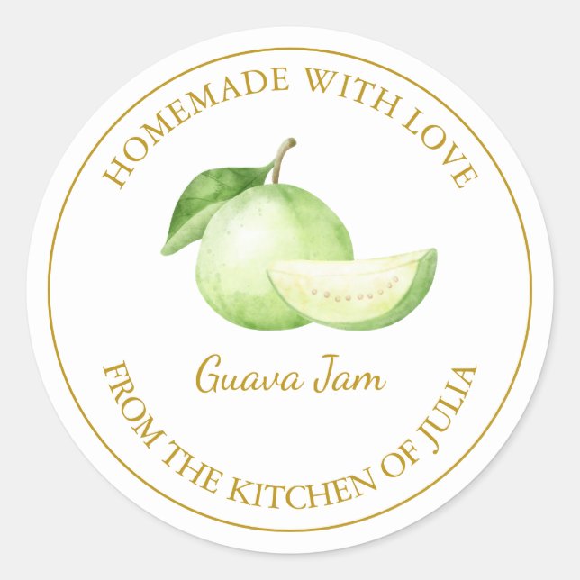 Guld Homemade Guava Sylt etikett | Vit (Framsida)