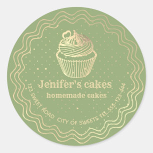 Guld Homemade-muffinsar och behandlingar Runt Klistermärke