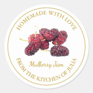 Guld Homemade Mulberry Sylt-etikett Vit Runt Klistermärke