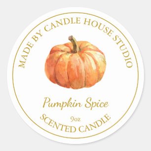 Guld Homemade Pumpkin Spice Candle-etikett Vit Runt Klistermärke