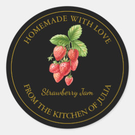 Guld Homemade Strawberry Sylt etikett | Svart