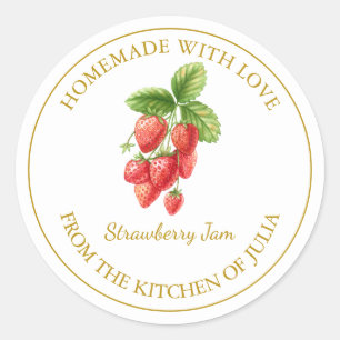 Guld Homemade Strawberry Sylt etikett Vit