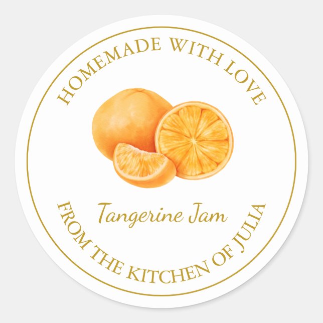 Guld Homemade Tangerine Sylt etikett | Vit (Framsida)
