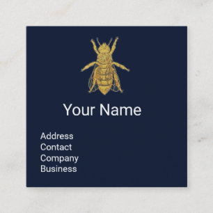 GULD HONEY BEE,BLUE BEEKEEPER,BEEKEEPER,APIARY FYRKANTIGT VISITKORT