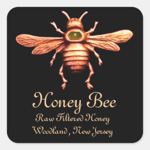 GULD HONEY BEE/NÖTKÖP FYRKANTIGT KLISTERMÄRKE