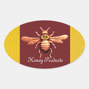 GULD HONEY BEE/NÖTKÖP OVALT KLISTERMÄRKE