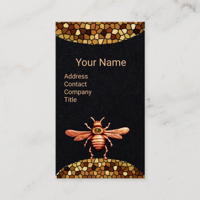 GULD HONEY BEE,NÖTKÖPER BEEKEEPPING MONOGRAM Black Visitkort (Framsida)
