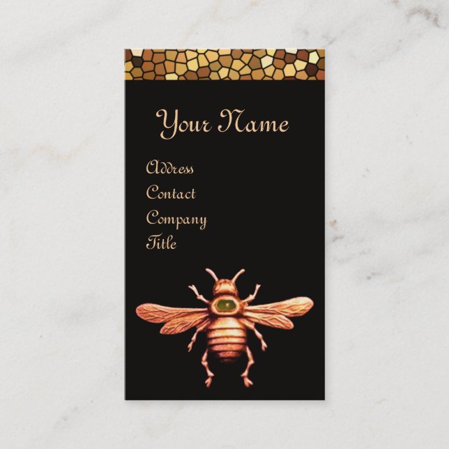 GULD HONEY BEE/NÖTKÖPER KÖPANDE MONOGRAM VISITKORT (Framsida)