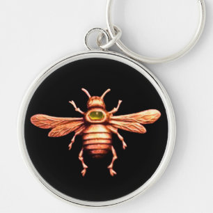 GULD HONEY BEE RUND SILVERFÄRGAD NYCKELRING