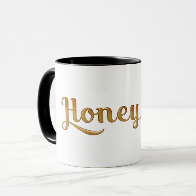 Guld Honey Retro Typ Grafisk Mode Mugg (Framsida vänster)