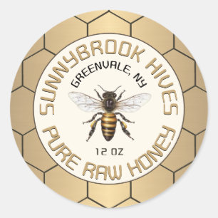 Guld Honeycomb Gräns och bibiodlingsprodukt, märkn Runt Klistermärke