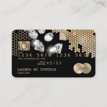 Guld honeykomb-diamanter med kredit-kort, formater