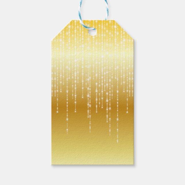 Guld Honung Amber Ombre White Strands Gnistra Presentetikett (Framsidan)