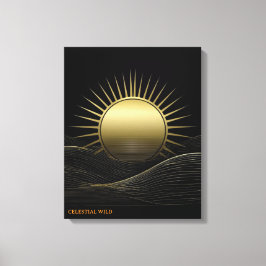 Guld Horisont Sol Minimalistisk Konstduk Present Canvastryck