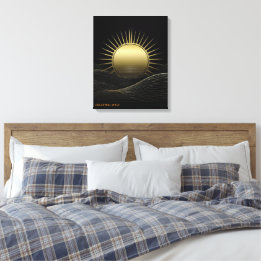 Guld Horisont Sol Minimalistisk Konstduk Present Canvastryck