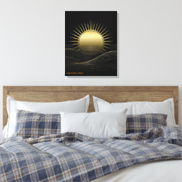 Guld Horisont Sol Minimalistisk Konstduk Present Canvastryck