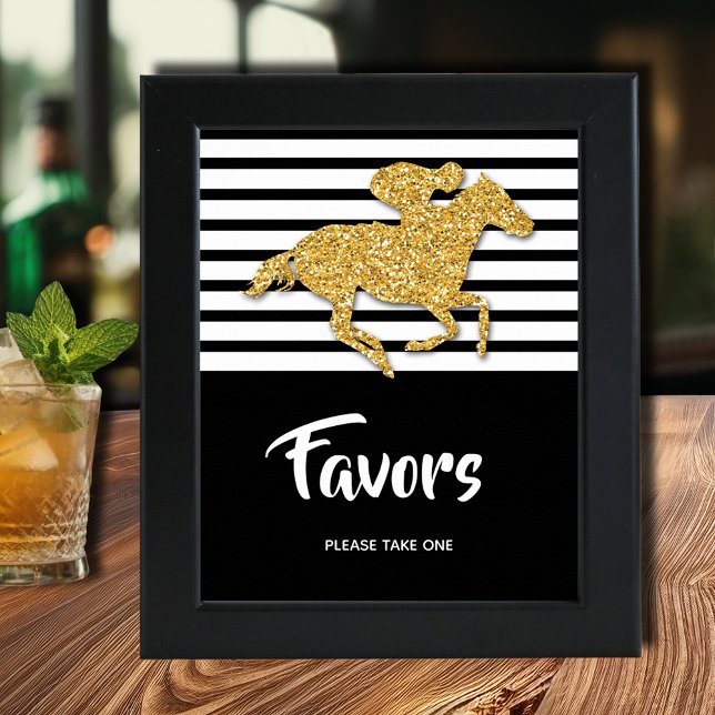 Guld Horse Derby Favors Poster (Gold racehorse Derby party Favors poster INSTANT DOWNLOAD and/or PRINTED, (frame not included))
