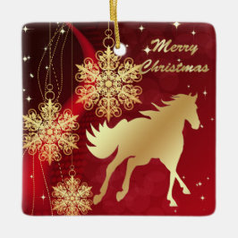Guld Horse God jul Ceramic Ornament