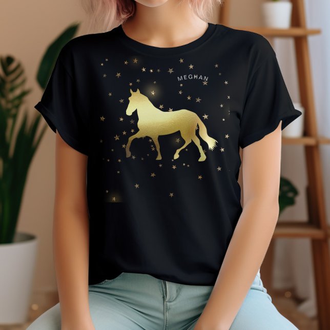 Guld Horse Stars Equestrian Monogram T Shirt (Skapare uppladdad)