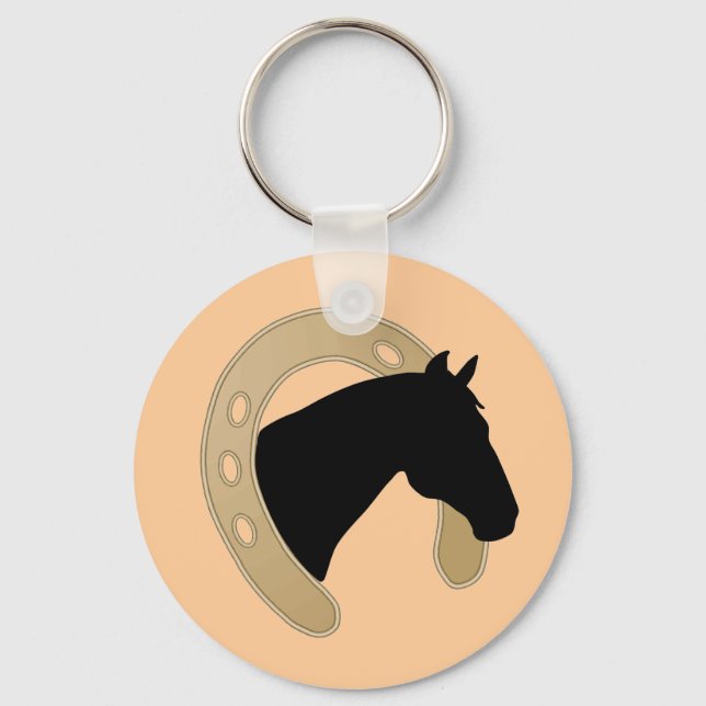 Guld Horseshoe KEYCHAIN Nyckelring (Framsida)