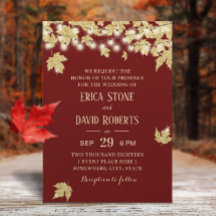 Guld Höst löv Burgundy Red Fall Wedding