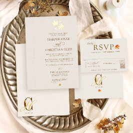 Guld Höst löv Elegant Hösten DIY Ribbon Bröllop