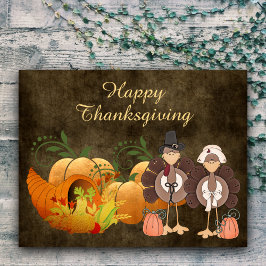 Guld Höstcute Turkiet par Happy thanksgiving Helg Vykort