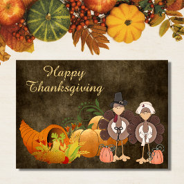 Guld Höstcute Turkiet par Happy thanksgiving Helgkort
