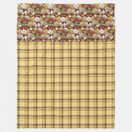 GULD HÖSTERN PLAID MÖNSTER MED FÅGELSKRÄMMA ANSIKT FLEECEFILT