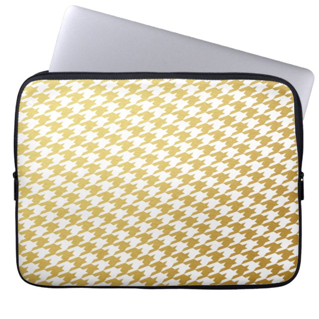 Guld Houndstooth Mönster Laptop sleeve (Framsidan)