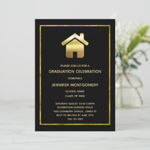 Guld House Symbol Real Gods Design Studenten Inbjudningar