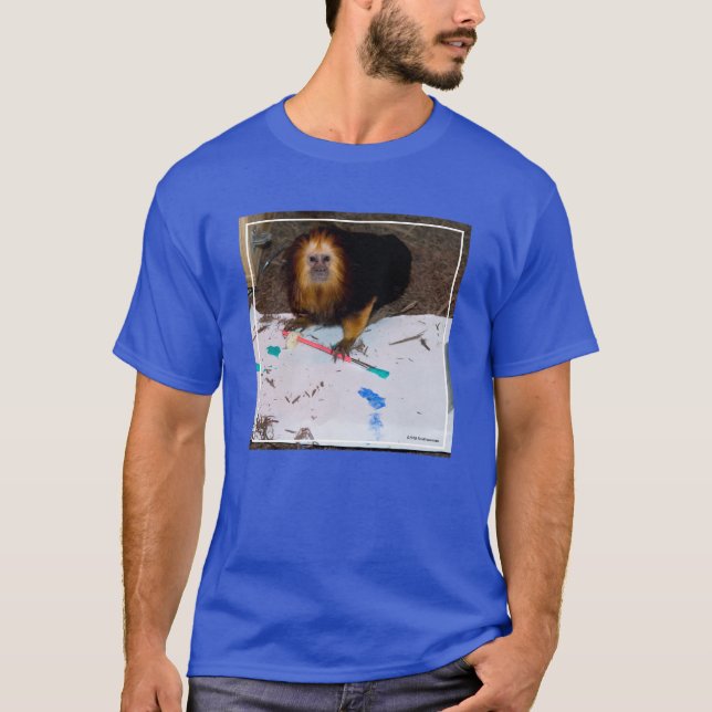 Guld--Hövdad lejon Tamarinmålning T Shirt (Framsida)