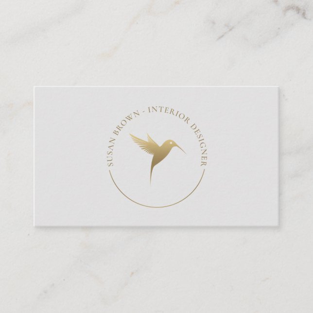 Guld Humming Bird Logotyp Visitkort (Framsida)