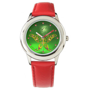GULD HYPER BUTTERFLY Emerald Grönt Monogram Armbandsur