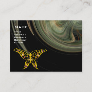 GULD HYPER BUTTERFLY JEWEL Grått Fractal Swirls Visitkort