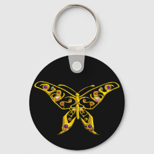 GULD HYPER BUTTERFLY JEWEL with GEMSTONES, Black Nyckelring