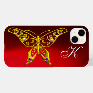 GULD HYPER BUTTERFLY MED GEMSTONER, RED BURGUNDY