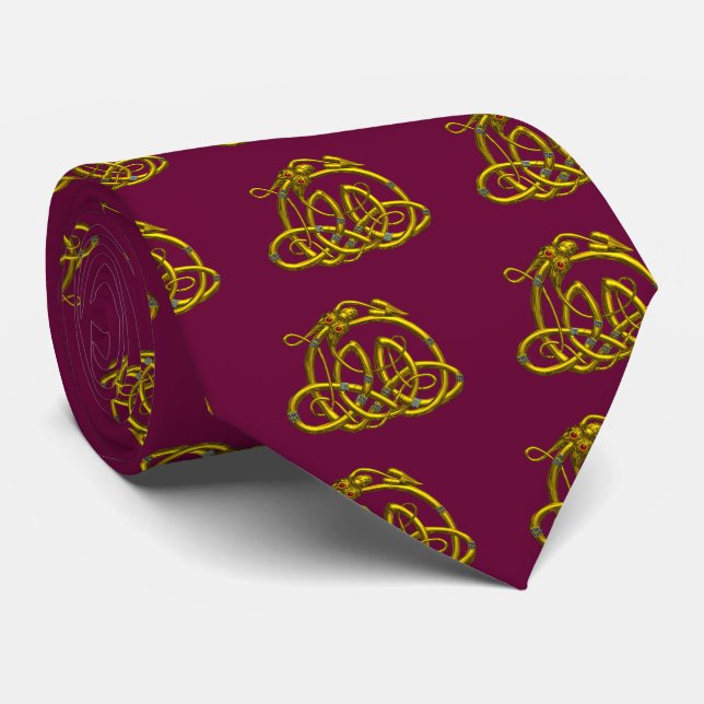 GULD HYPER DRAGON MED CELTISKA KNOT, Red Burgundy Slips (Rullad)