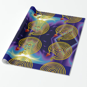 GULD HYPER LABYRINTH/BLUE LILA LIGHT VINKARARE PRESENTPAPPER