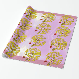 GULD HYPER LABYRINTH Rosa Alla hjärtans dag Presentpapper