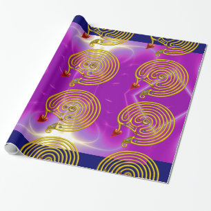 GULD HYPER LABYRINTH/ROSA FUCHSIA LIGHT VINKARARE PRESENTPAPPER