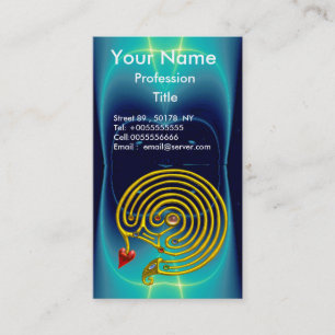 GULD HYPER LABYRINTH/TEAL AQUA BLUE LIGHT VÅGAR VISITKORT